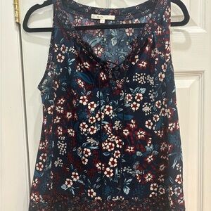 Cleo Navy and Burgundy Floral Blouse